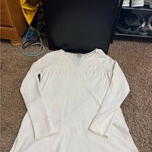 Women’s Long Sleeve White Waffle Knit Tee